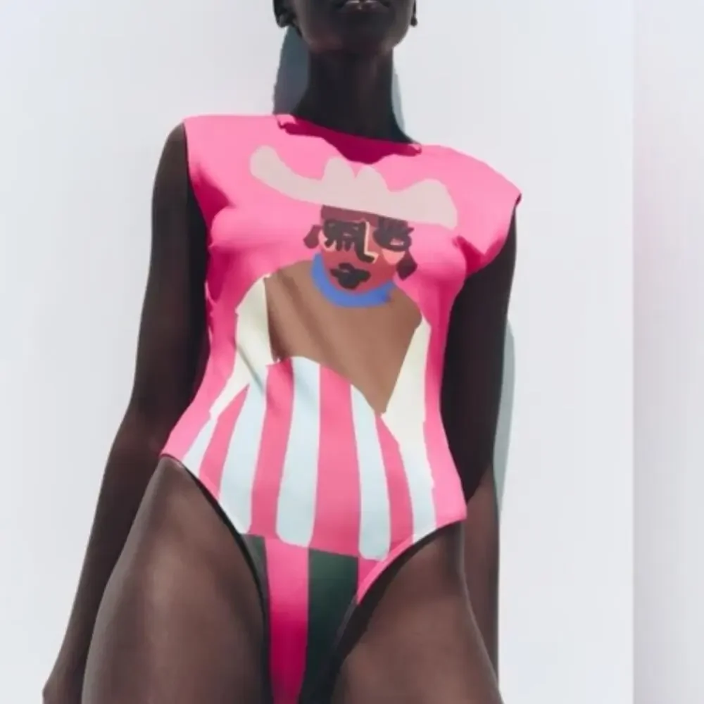 Zara Justine Franco Print Hot Pink Bodysuit Top NWT
Small - Picture 4 of 12